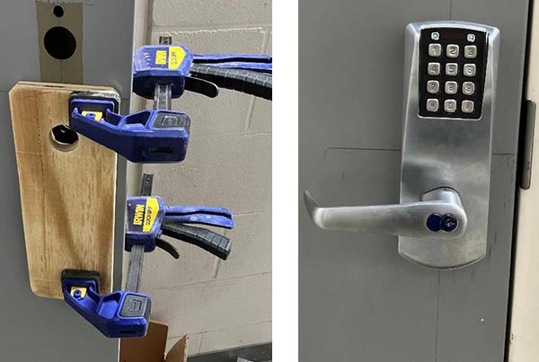 keypad lock installation with an installation jig