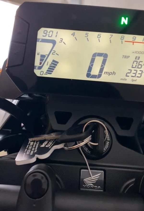 key cut and programmed for a Honda Grom motorcycle