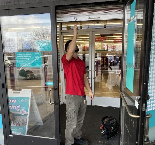 We repaired a deadbolt lock on an overhead security door for local retail client. We repaired a deadbolt lock on an overhead security door for local retail client.